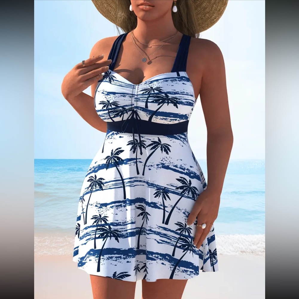 NEW 2 Piece Swimdress Set, white sailor  #SW-D2-0078